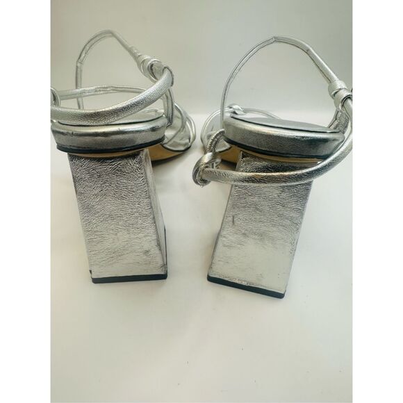 Marc Fisher Women's Silver Giada Block Heel Strappy Sandals Size 7M - Picture 4 of 5